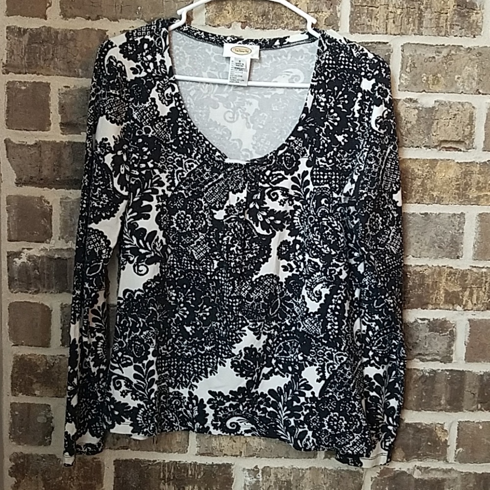 💥🎪❤Talbots Black and White Top